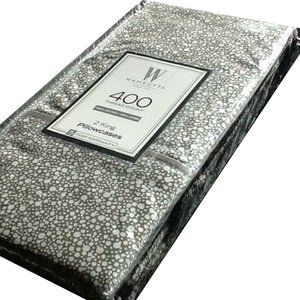 GRAY PEBBLE PATTERN Wamsutta 400 TC 100% Cotton Sateen King Pillowcases NEW